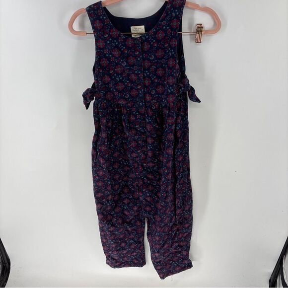 Vintage Laura Ashley mother & child navy Red Floral sleeveless Jumpsuit 1990s
